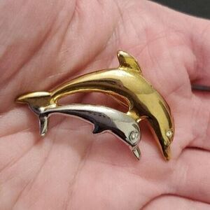 AAI vintage multi tone dolphin brooch